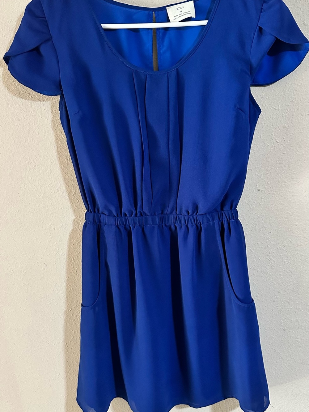 Pins & Needles Cobalt Blue Flutter Sleeve Mini Dress